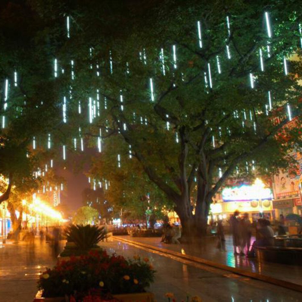 ICOCO 8 Uds 30cm LED lluvia de meteoros luces de tubo de lluvia decoración para paisajismo al aire libre guirnalda de luz 18 SMD lámpara de camino de árbol de hadas Navidad
