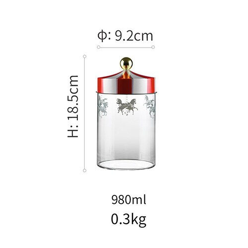 Verzegeld Opslag Jar Glas Transparant Koffieboon Graan Container Set Kerst Vochtbestendige Jar Carrousel Glas Voedingsmiddelen Fles: M