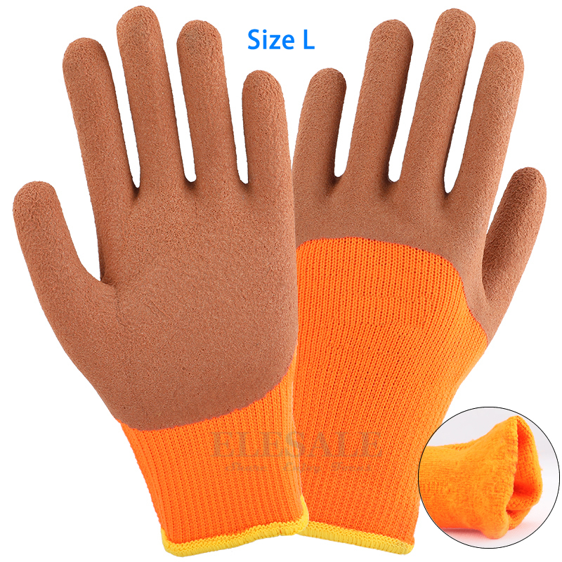 Guantes térmicos de seguridad para el trabajo, impermeables, antideslizantes, de goma de látex, para jardín, protección de manos, invierno, 1 par: Rojo