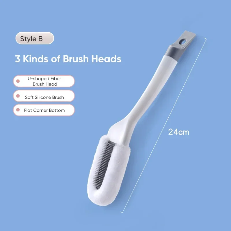 Cleaning Shoe Brush, Multifunctional Long Handle Shoe Brush Cleaner, Hangable Soft Bristle Shoes Cleaning Scrubber: Light Grey