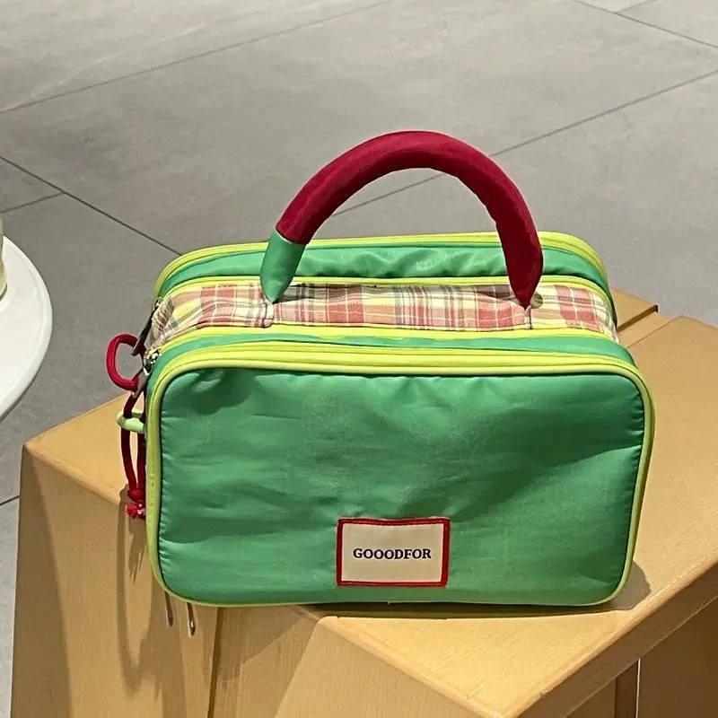 Makeup Bag With High-end Contrast Color Hand-held Makeup Bag Large Capacity Oxford Cloth Toiletry Bag Cosmetic Toiletry Bag