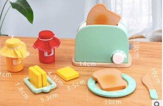 Montessori Educational Toys wooden kitchen toy accessories utensils play set for kids pretend toy play coffee toaster mixer