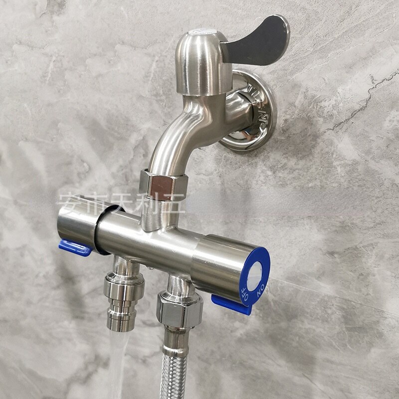 Washing Machine Faucet One Point Two Double Joints 4 Points 6 Shunts One Inlet and Two Outlets Three-way Angle Valve Adapter