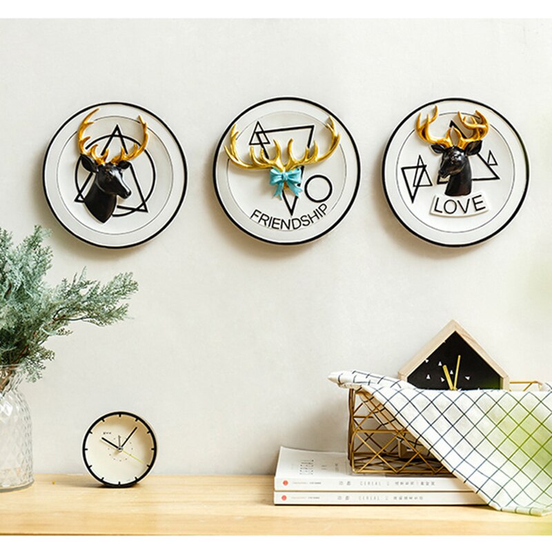 Creatieve hars decoratieve plaat woonkamer slaapkamer gang muur opknoping elanden schilderen decoratieve boord ambachten ornamenten-60140