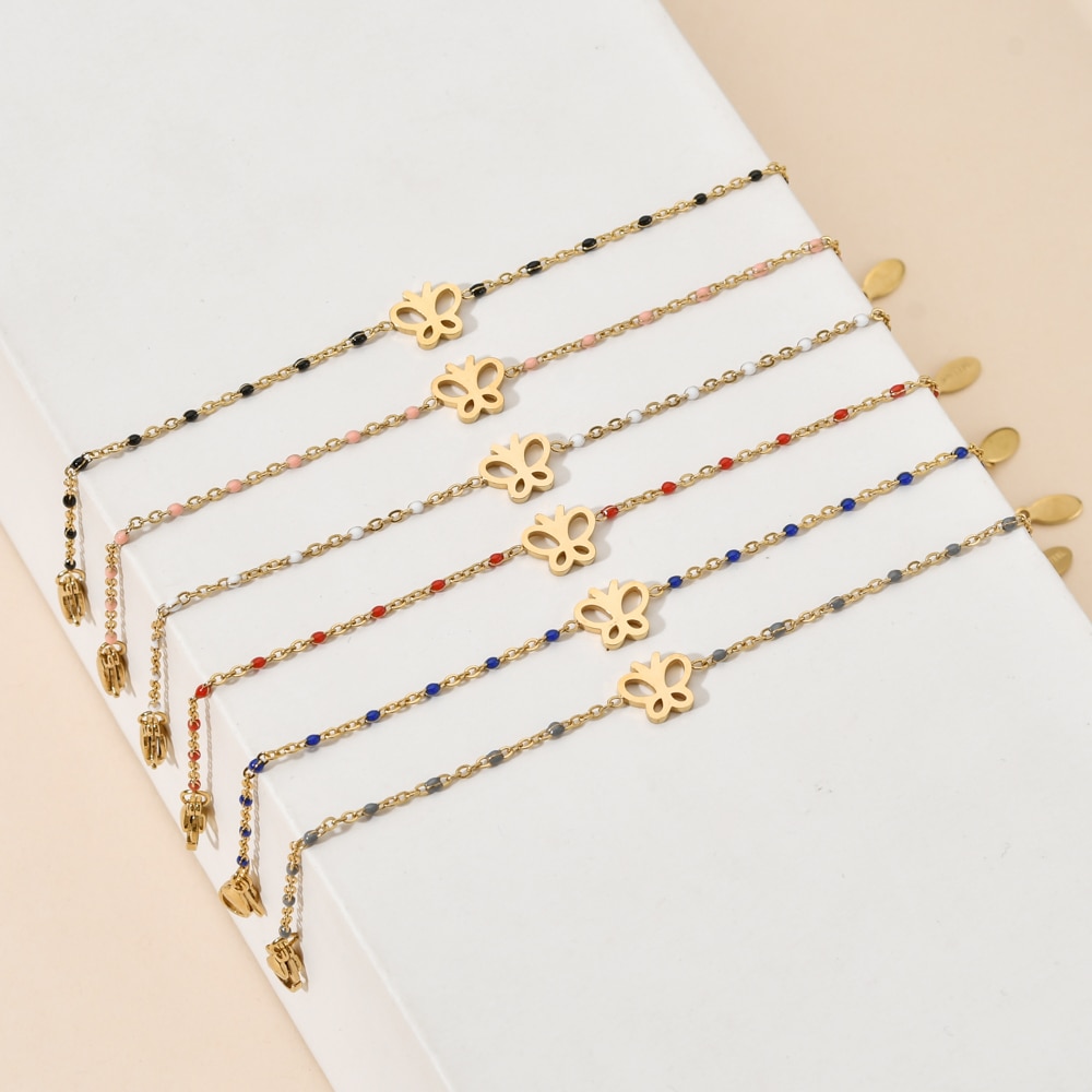 Zmzy eenvoudige ketting, schattige vlinderarmbanden en bangles voor vrouwen, roestvrijstalen trouwsieraden, pulseira