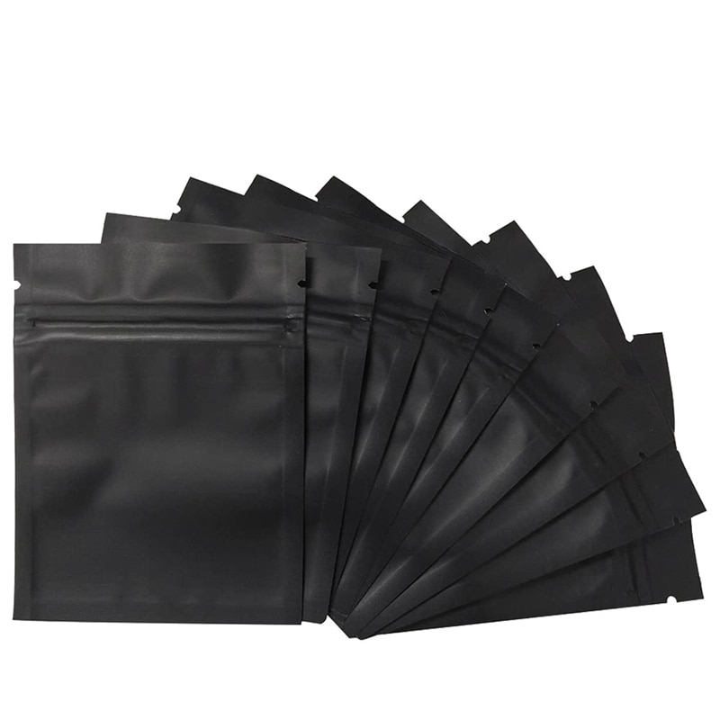 100 Pack Geur Proof Zakken-3X4 Inch Hersluitbare Mylar Zakken Folie Bag Platte Rits Sluiting Zak matte Black