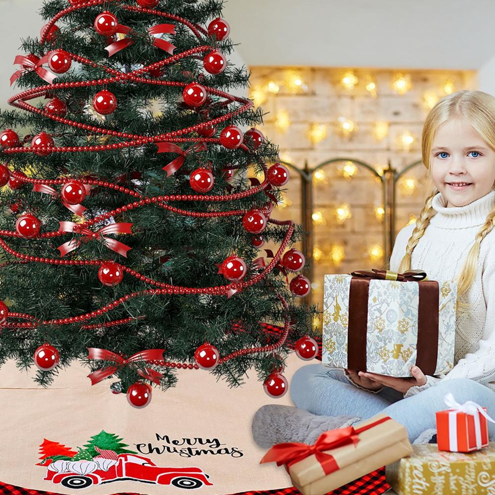 Qifu Kerstboom Rok Rode Plaid Ronde Tapijt Kerst Decoraties Voor Thuis Vloermat Jaar Kerstboom Rok navidad