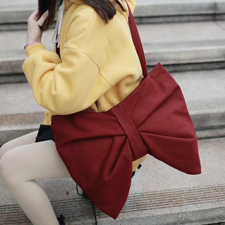 Boog Vrouwen Canvas Handtassen Grote Schoudertassen Crossbody Tassen Dames Tote Vrouwelijke Toevallige Zwarte Rode Handtas Bolsa Feminina: red / small 31cm top