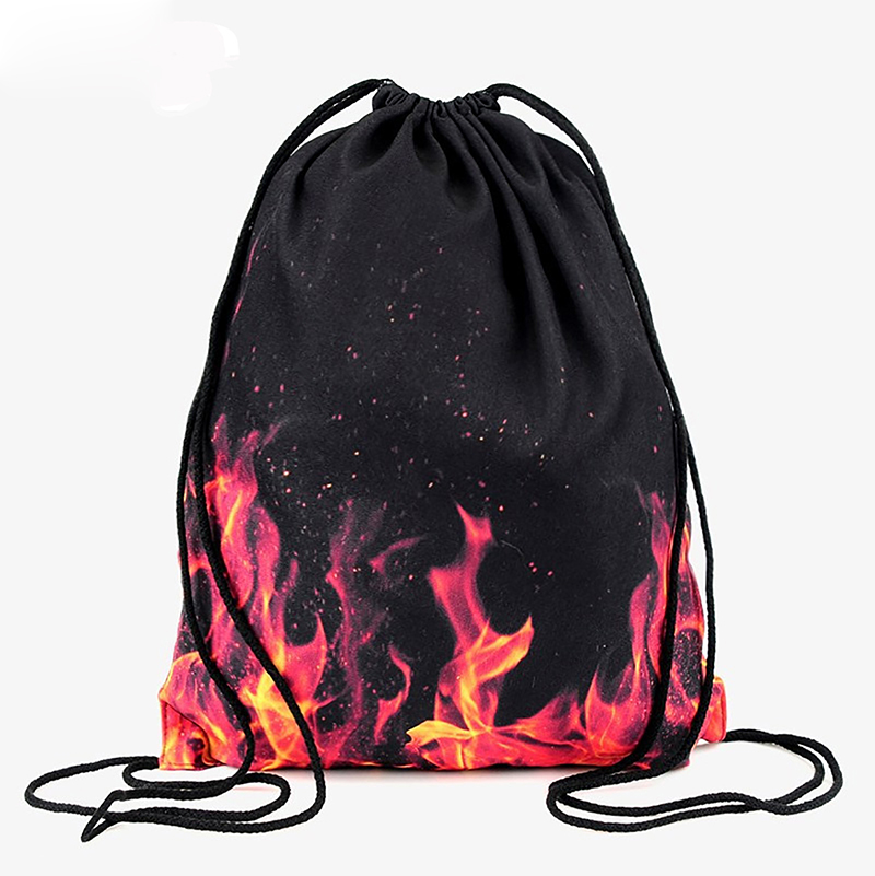 Rugzak Trekkoord Tassen Koord Mode 3D Afdrukken Fire Reizen Softback Mannen Tassen Unisex Vrouwen Schoudertas Knapzak: Default Title