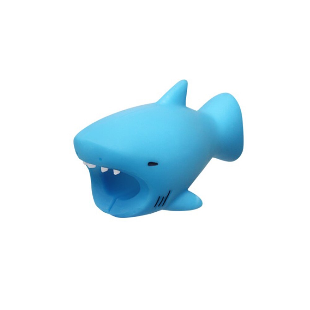 Cute Animal Bite USB Cable Protector Data Line Cord Protector Case Cable Winder Cover For iPhone X Android Charging Cable: Shark