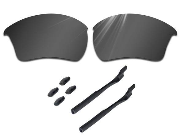 Glintbay 100%  nauwkeurige, geavanceerde zwarte vervangende lenzen en zwarte rubberen kit voor oakley half jacket 2.0 xl zonnebril