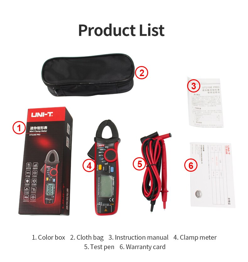 UNI-T Uni T UT210E Pro Digitale Ac Dc Stroomtang Meter True Rms Tang Ampèremeter Multimeter Weerstand Frequentie Tester