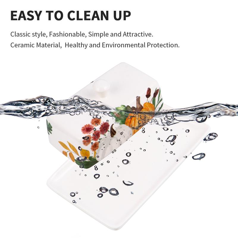 1 Pc Food Container Butter Plate With Lid Kitchen Tableware Cheese Dish Ceramic Butter Box With Lid Butter Dish Cheese Box