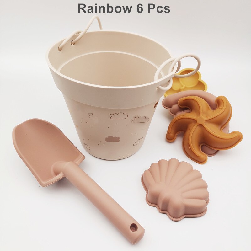 Kinder Silikon Strand Spielzeug für Kinder Baby Sandkasten Strand Spielzeug Set mit Eimer Schaufel Andere Zubehör Wasser Spiel Spielen Im Freien spielzeug: Rainbow