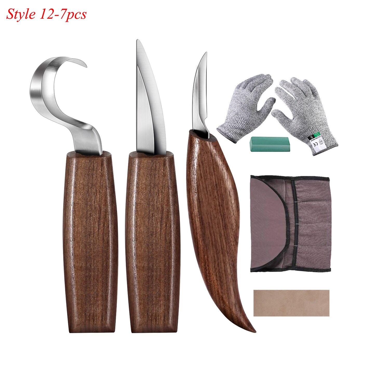 Wood Carving Tools Set Hook Carving Knife Kit for Beginners Detail Wood Knife Whittling Resistant Gloves Leather Sheath: Navy Blue
