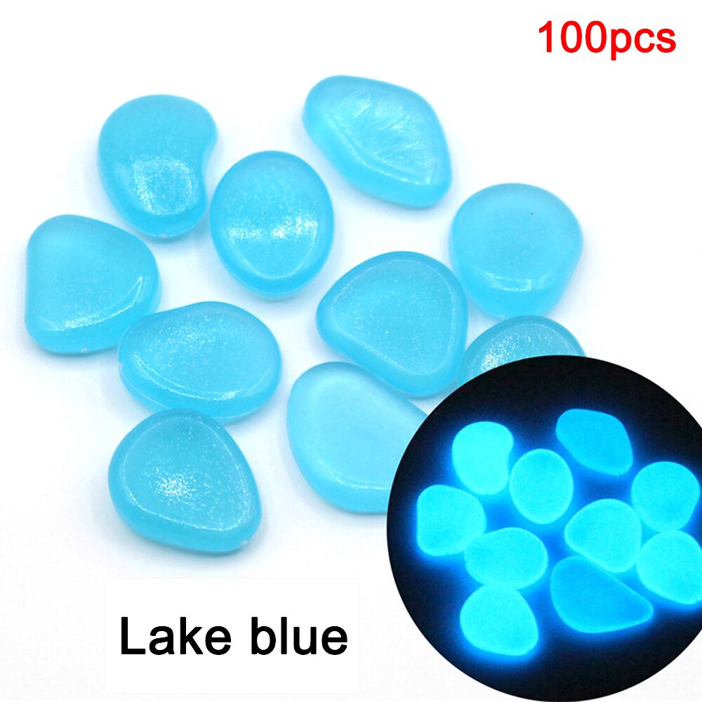 100 stuks glow in the dark tuinkiezels, lichtgevende stenen, stenen voor looppaden, tuinpaden, patio's, gazons, tuindecoratie, lichtgevende stenen: Meerblauw