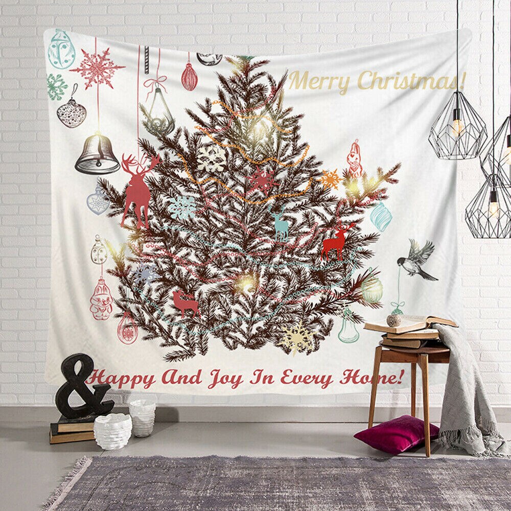 Digital Print Christmas Landscape Theme Picture Tapestry Background Wall Decoration Blanket Multi-Function Home Hotel Travel: F
