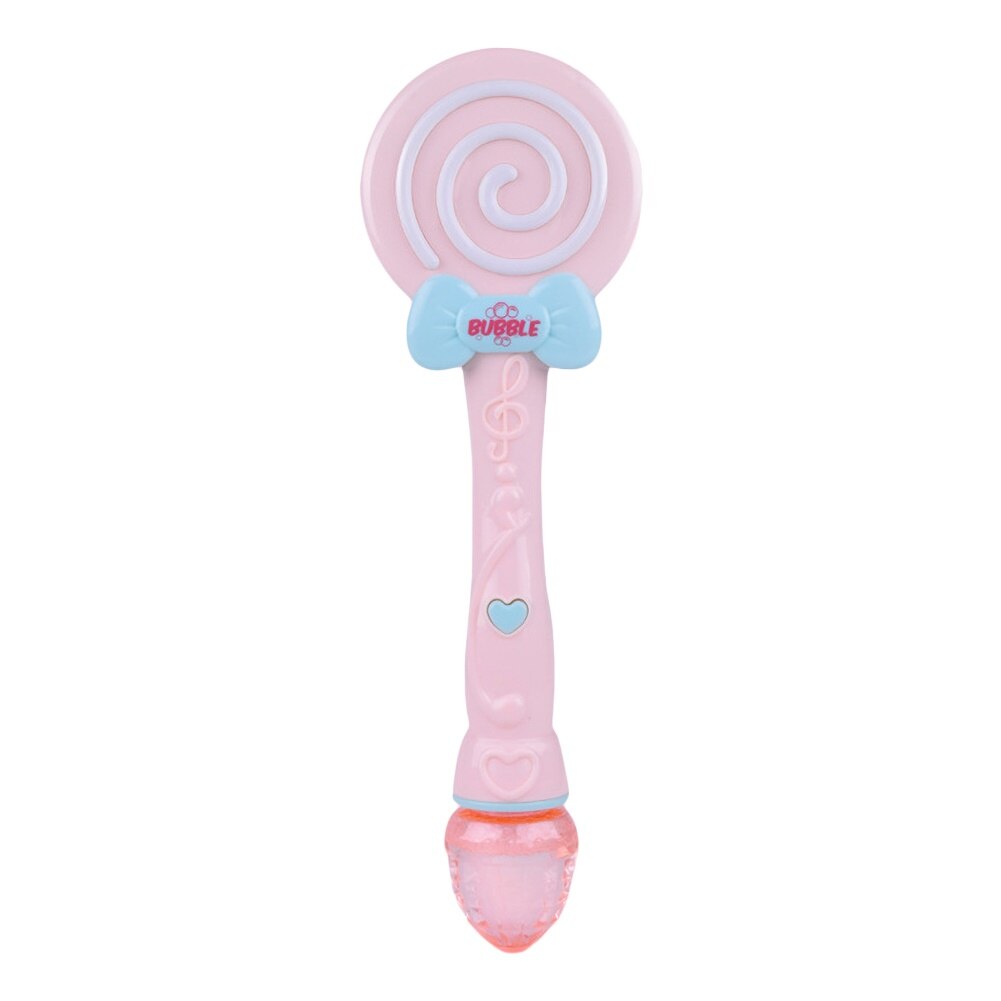 Kids Meisjes Handvat Cartoon Lolly Vorm Licht Muziek Elektrische Water Bubble Blower Machine Party Home Garden Speelgoed: Roze
