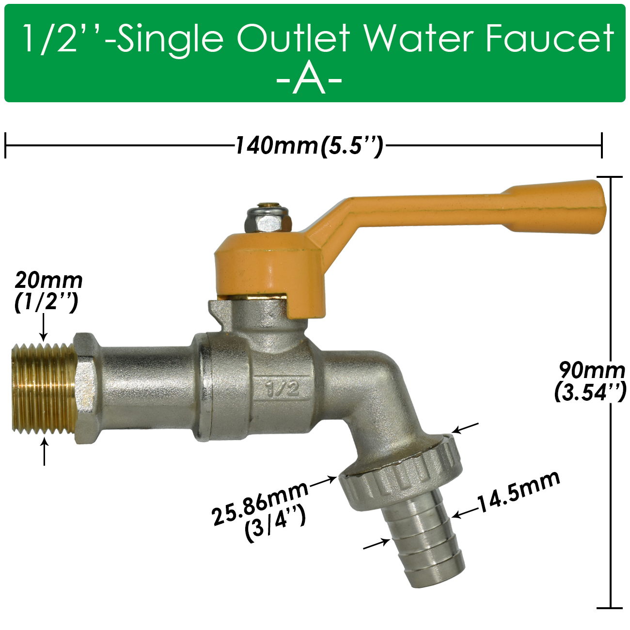 Tuinslang Kraan Adapter 1/2 ''IBC Watertank Connector 2-weg 1-weg Irrigatie Messing Kraan Gezamenlijke Vervanging Fitting Kogelkraan: Bruin