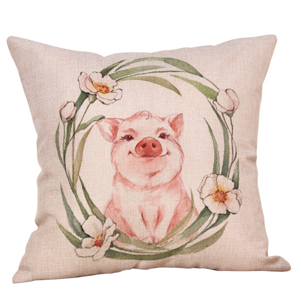 Schattige Dieren Varken Katoen Linnen Kussensloop Kussenhoes Taille Sofa Auto Home Decor Home Decor Kids Woonkamer Decoratie Die