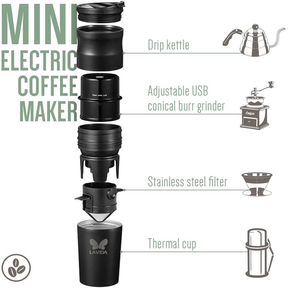Mini Elektrische Kaffeemühle Hersteller Mühle Kaffee Bohnen Kräuter Muttern Gewürze Reis Edelstahl LAVIDA