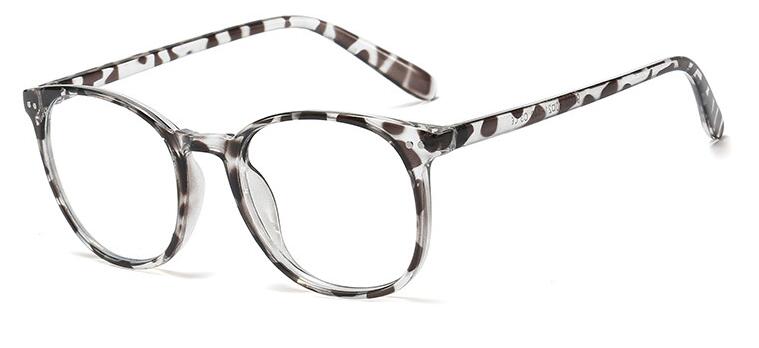 Anti Blue Light Eyewear Frame For Women Optical Round Transparent Glasses Game Points Myopia Nerd Glasses Frame Clear: C3 grey leopard