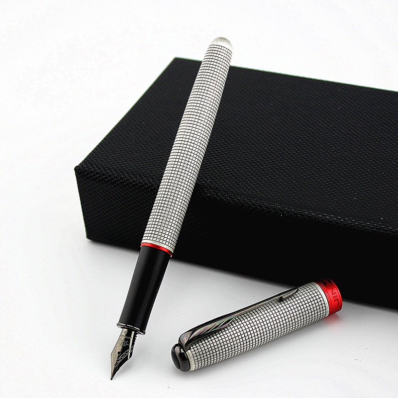 Jinhao fyldepen, rød sort farve kobber tønde, pil klip, fin nib, skoleelever kalligrafi business blæk pen