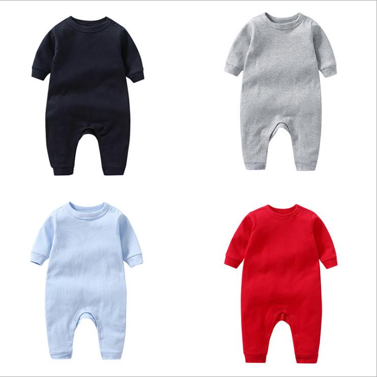 Schouder Buttonslong Mouwen Effen Colorinfant Pasgeboren Baby Girlschunky Katoen Jumpsuits