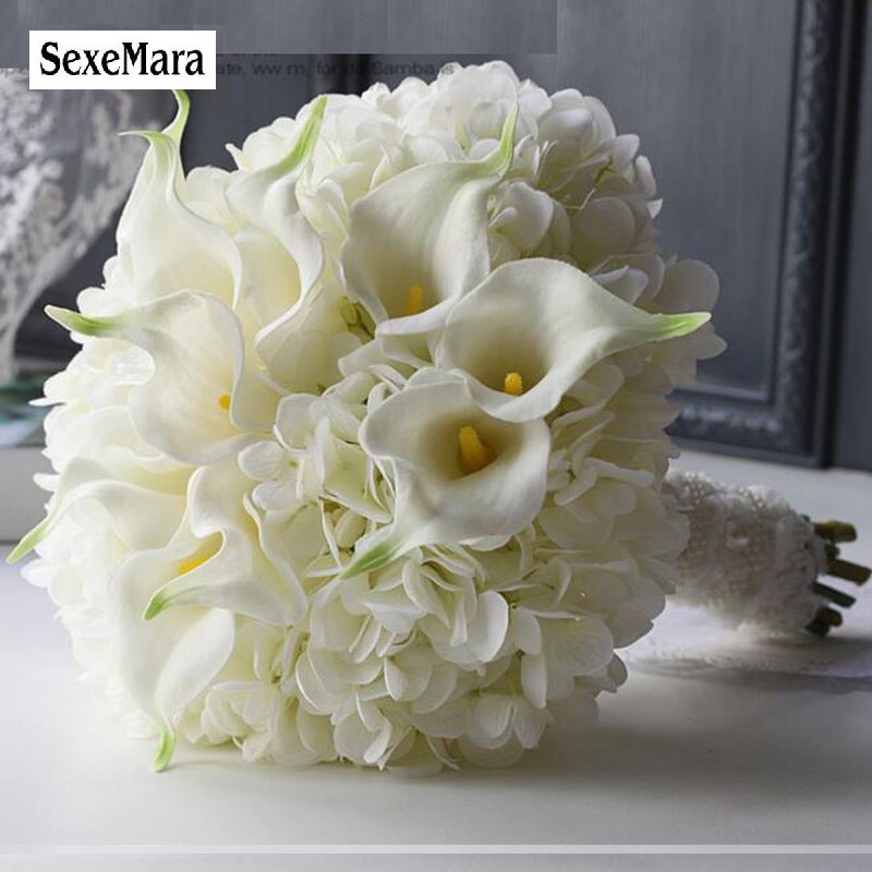 Pure romantische liefde calla hortensia witte bruid bedrijf bloemen getrouwd Bruiloft Boeket