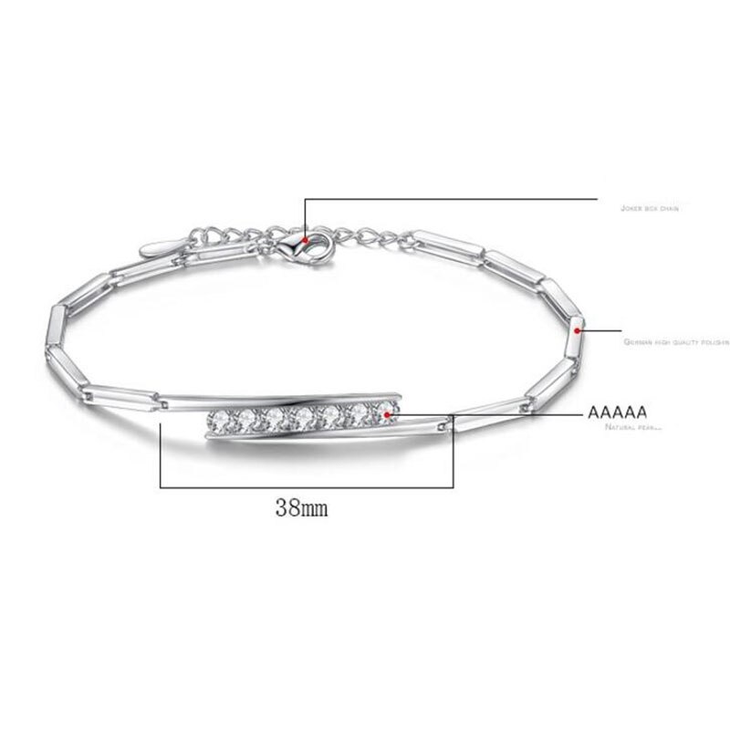 Anenjery Neue Silber Farbe Schmuck Luxus Einfache Zirkon Frauen Armbänder & Armreifen pulseira S-B49