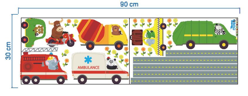 Pegatinas de pared de coches de dibujos animados para habitaciones de niños, vinilos de pared niños, dormitorio infantil, decoración del hogar de guardería: HM0120