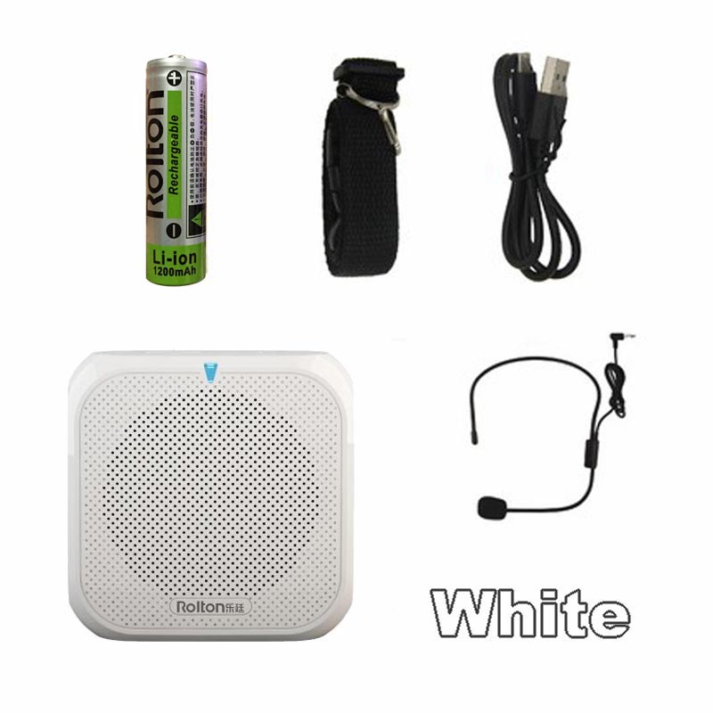 Rolton K400 Portable Voice Amplifier Megaphone Booster with Wired Microphone Loudspeaker Speaker FM Radio MP3 Teacher Training: White