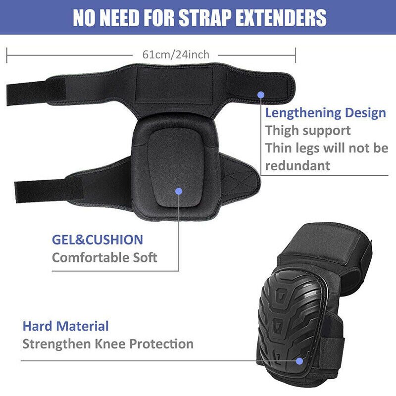 Heavy Duty Knee Pads With Gel Padding - Adjustable Straps For Flooring, Gardening & Construction Work