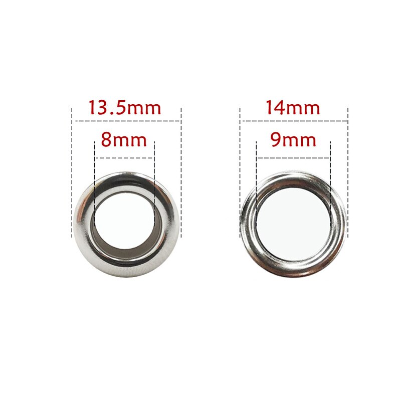 Ojales perforados de acero inoxidable para zapatos, accesorios de decoración para cinturón de ropa, 100 unids/paquete: 8mm