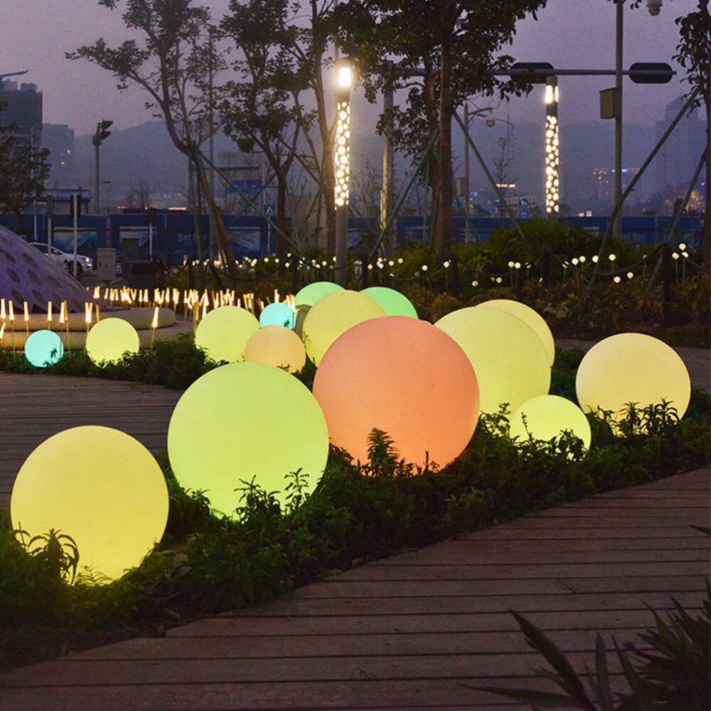 PE LED Luminous Light Globe Shape Waterproof Lamp Rechargeable Round Lamp Remote Control Indoor Outdoor Night Light Garden Lamp