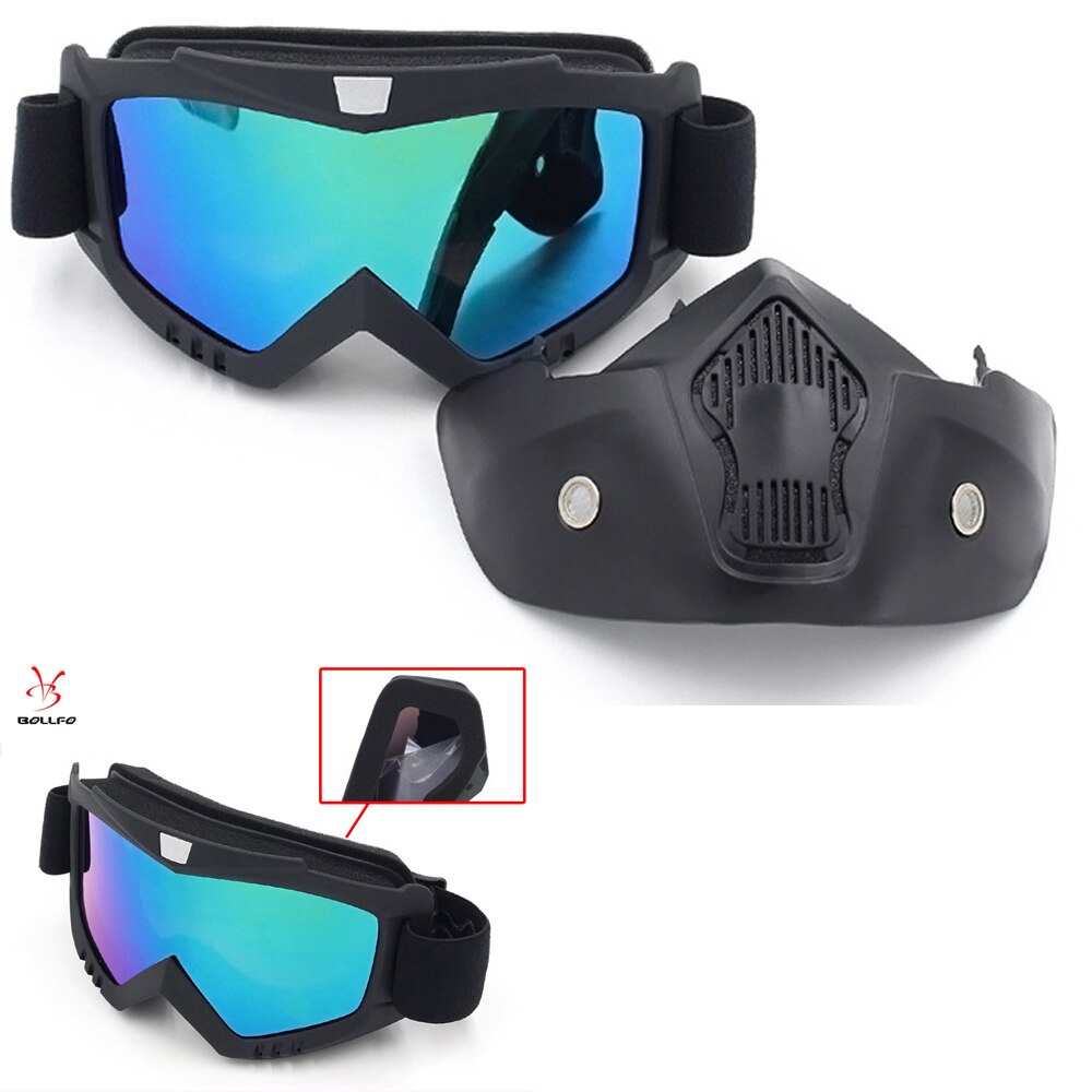 Motocross Sunglasses Snowmobile Skiing Glasses Windproof Detachable Motorcycle Goggles for Open Face Helmet Eyeware Cycling