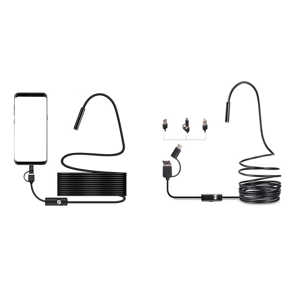 Camera Mobile Phone Endoscope Camera Triple Fiber Endoscope Camera Optical HD Endoscope Waterproof Compatible