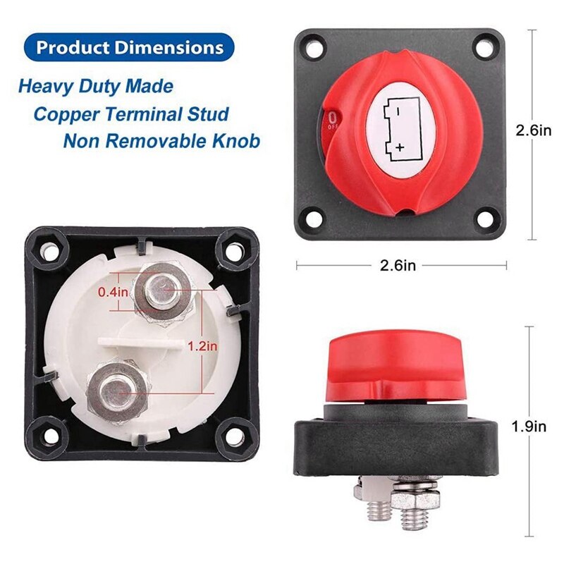 NewBattery Disconnect Switch Master Cut Shut Off Switch 12V 24V 48V for Marine Boat RV Waterproof Battery Isolator Switch