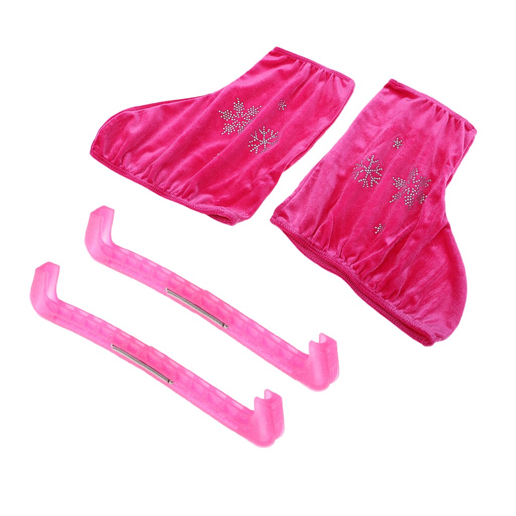 Ice Skates Guards Adjustable Blade Guard with Skating Boots Cover Overshoes Velvet Pink