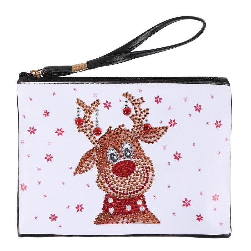Sac à main bricolage en forme spéciale diamant peinture | Bracelet portefeuille, pochette pour femmes maquillage organisateur, sac de rangement broderie de noël: E 15X20cm