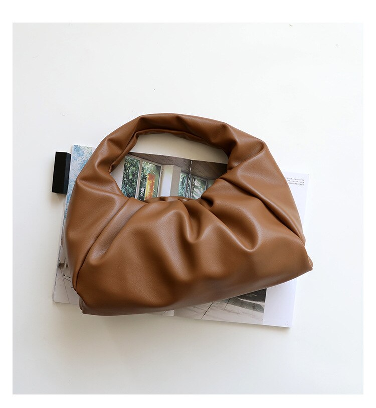 Hobos taske pu læder plisseret underarm skulder taske dumpling pose totes håndtaske vintage retro ruched pillow bag