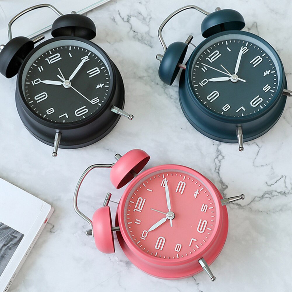 1PC Students Alarm Clock Simple Bedroom Desk Clock Cartoon with Night Light Alarm Clock Mute Alarm Clock Retro Ringing