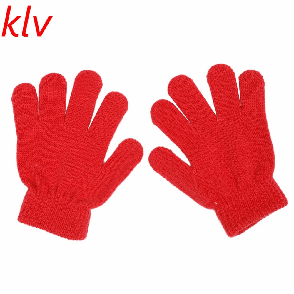 Guantes de invierno bonitos para bebés y niñas, guantes elásticos de punto de dedo de Color sólido