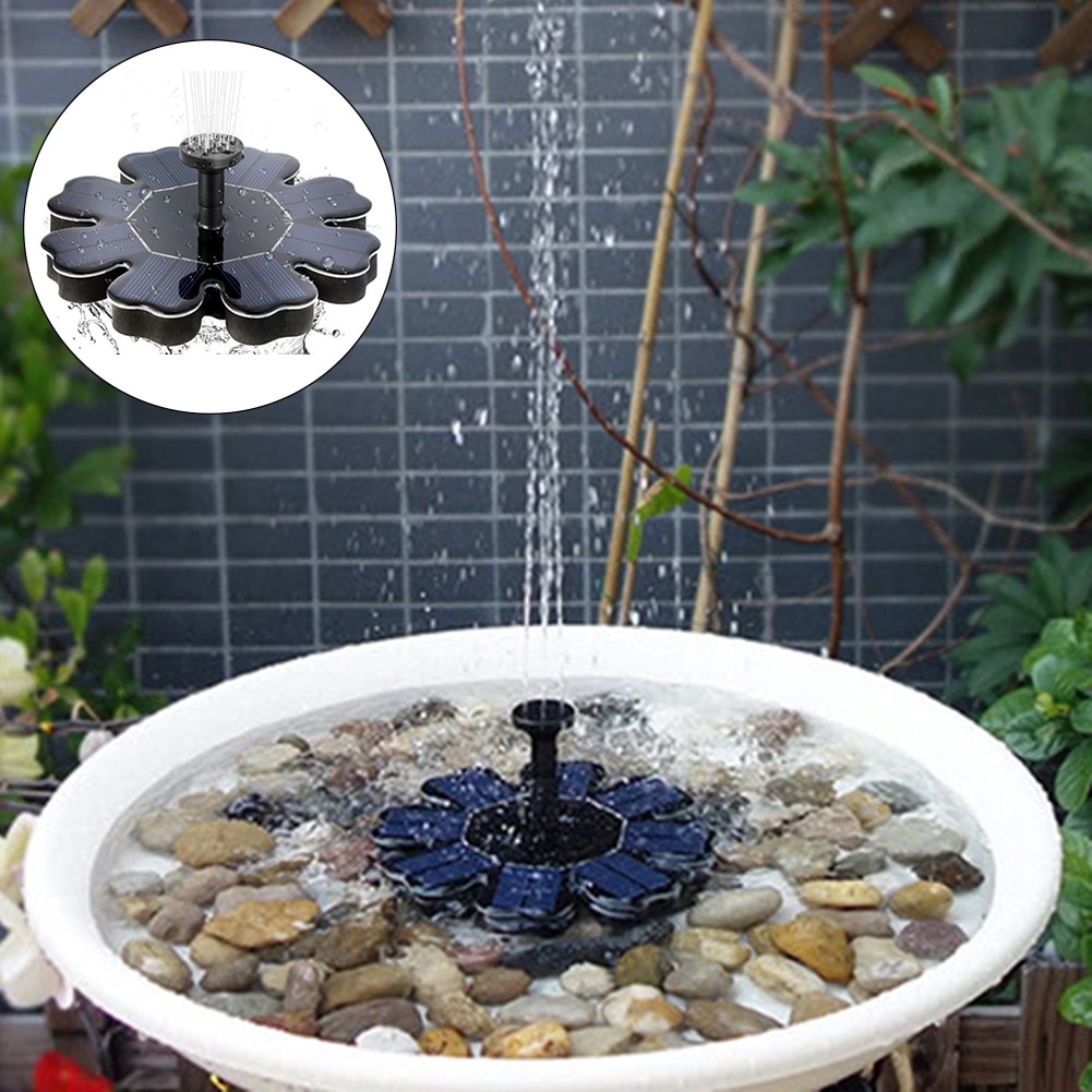 7 Nozzles Yard Water Pump Solar Panel Bird Bath Fountain Floating Flower Water Pump Garden Decor 8V 200mA