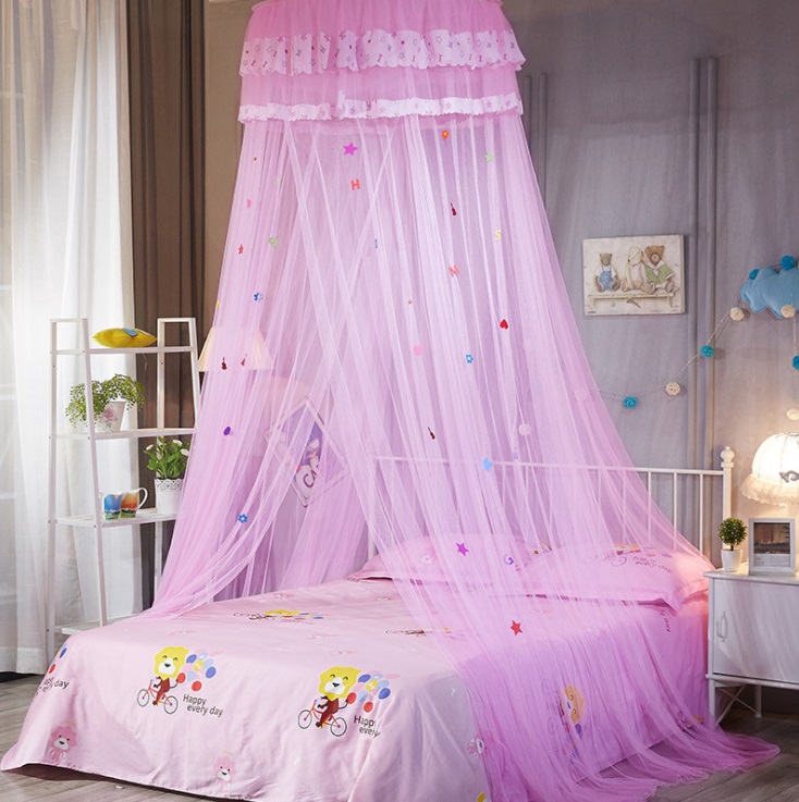 mylb Children Tulle Bed Dome Bed Netting Canopy Circular Pink Round Dome Bedding Mosquito Net for Twin Queen King