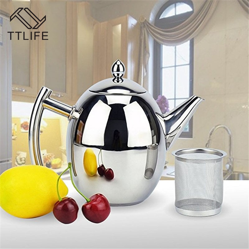 TTLIFE Rvs 1L/1.5 Koffie Pot Met Zeef Duurzaam Theepot Koffie Waterkoker Huishouden Keuken coffeeware Thee Tool