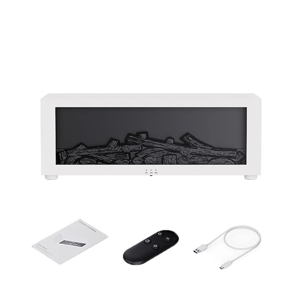 Humidificateur d'air, flamme, cheminée, Machine d'aromathérapie, diffuseur d'air de bureau, huile essentielle avec lumière colorée chronométrée, télécommande: Rouge rouille