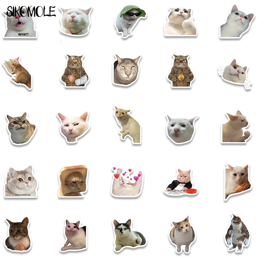 10/30/50 Uds gato MEME animales divertidos pegatinas de grafiti juguete Vintage DIY niños teléfono equipaje motocicleta maleta para portátil pegatina
