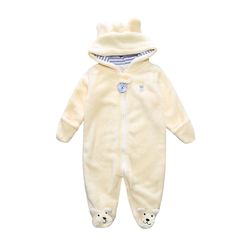 Herfst Winter Kerst Meisje Kleding Soft Fleece Een Stukken Jumpsuits Pyjama 0-24M Baby Jongens Kleding baby Footies: YELLOW / 3M