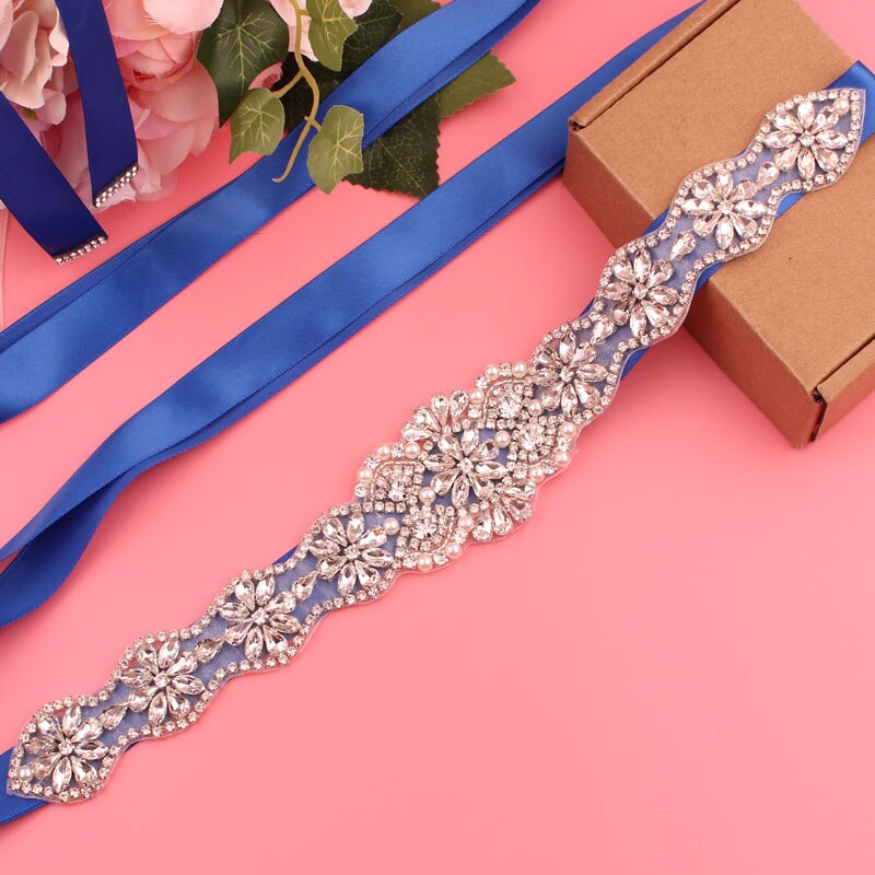 Pas z kryształkami pas ślubny pasek do sukni ślubnej pasek damski wesele pas akcesoria ślubne: sapphire